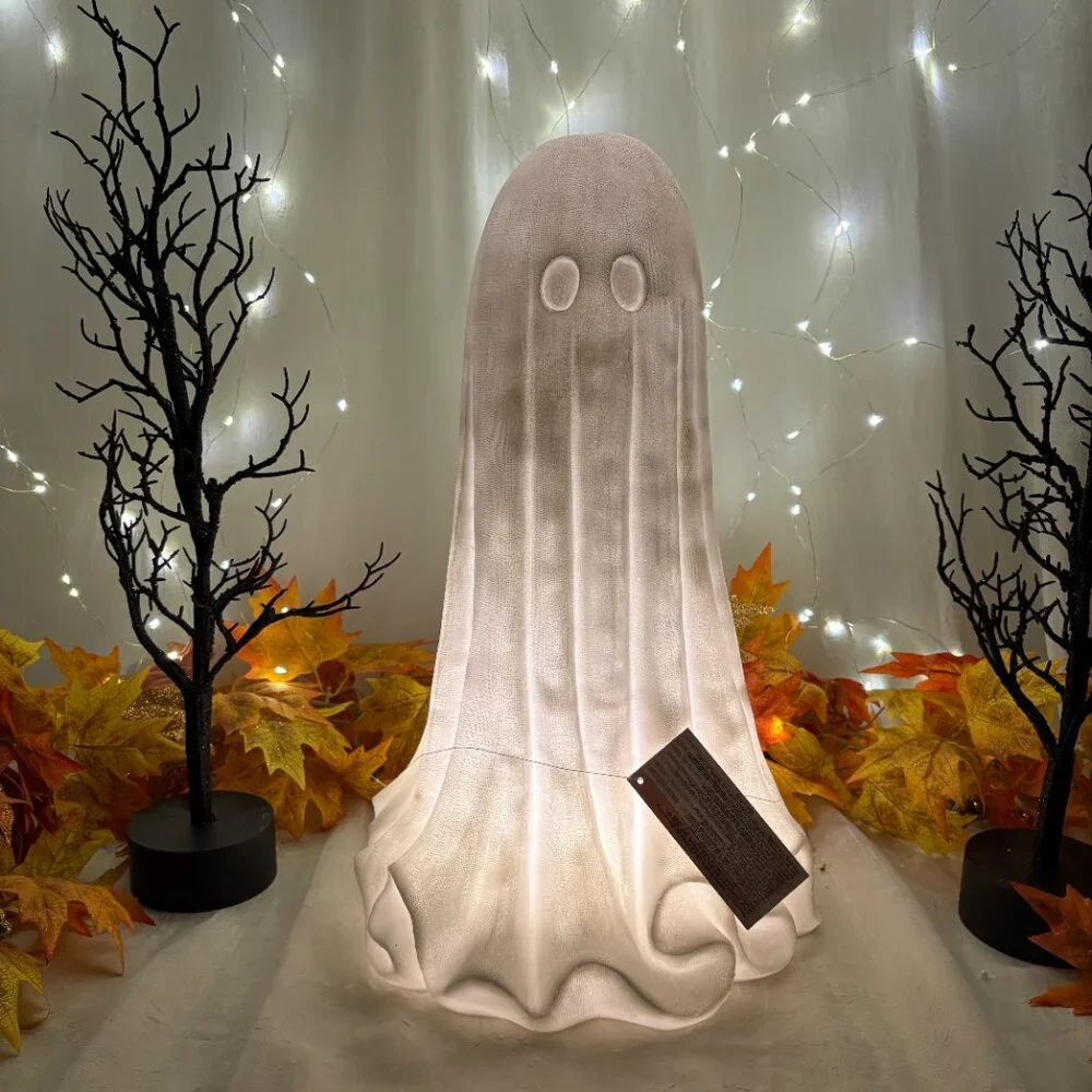 Martha Stewart White Resin LED Cheesecloth Ghost Halloween Decor 18” New